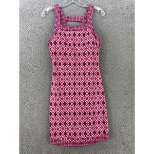 Title Nine Dress Womens Small Pink Geometric Ikat Sleeveless Athletic Shelf Bra